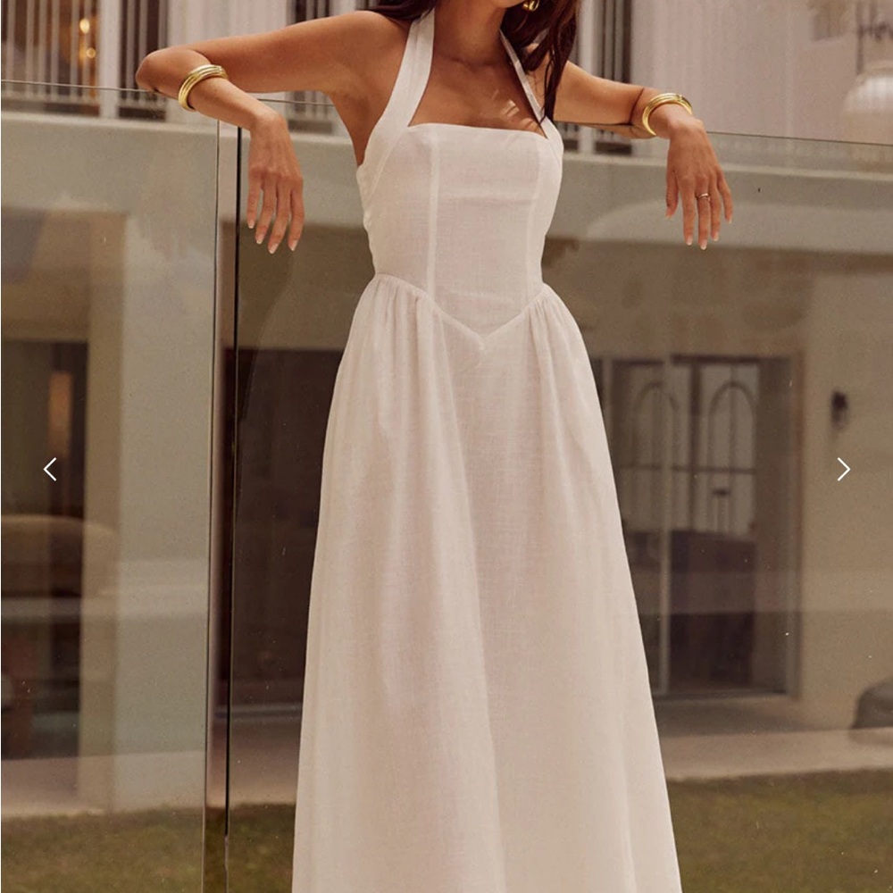 Elegant White Halter Dress